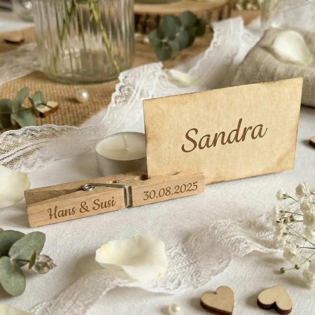 Wäscheklammern XXL aus Holz mit Gravur – Bild 2