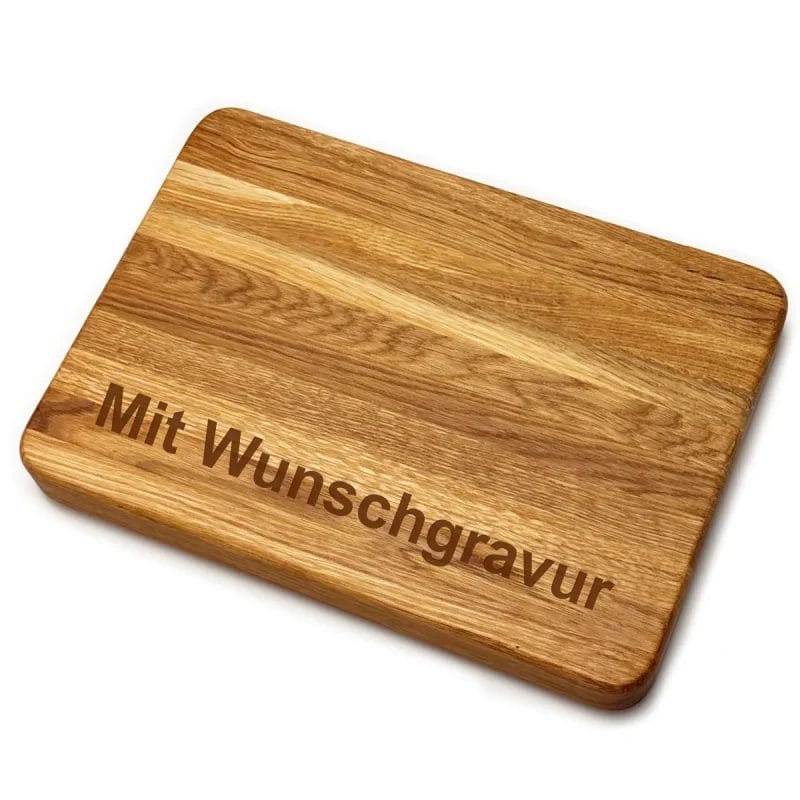 Hackblock aus geölter Eiche – 35x25x4cm mit Griffmulden inkl. Gravur