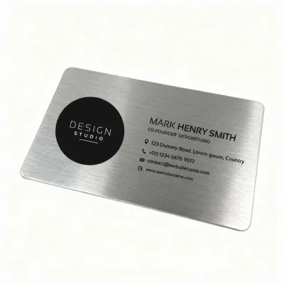 Visitenkarten aus Edelstahl (85×55×1mm) beidseitig mit Gravur