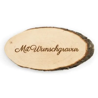 Baumscheibe oval ~30cm aus Erlenholz mit Gravur personalisiert