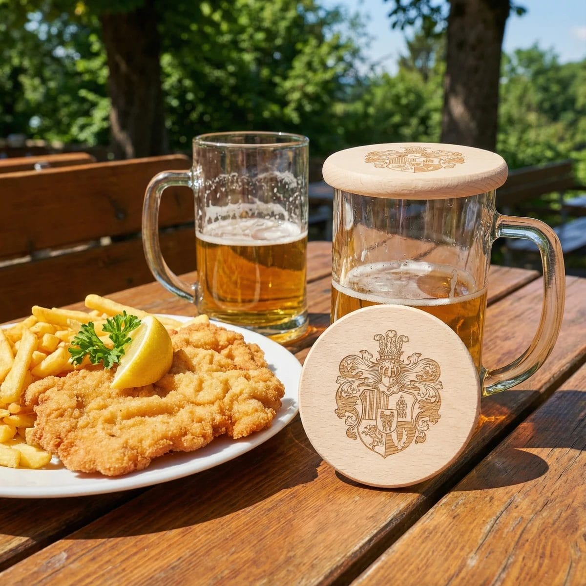 Bierdeckel aus Buche mit Gravur personalisiert – Bild 3