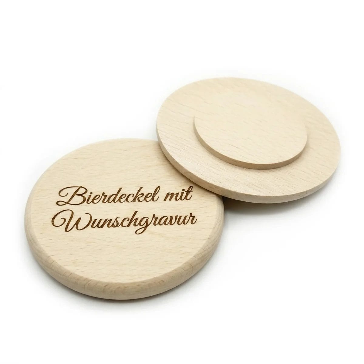 Bierdeckel aus Buche mit Gravur personalisiert – Bild 2