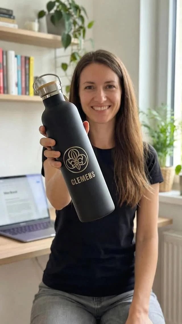 Thermosflasche „Miles“ mit Bambusdeckel 1000ml inkl. Personalisierung. #gravur #geschenkidee